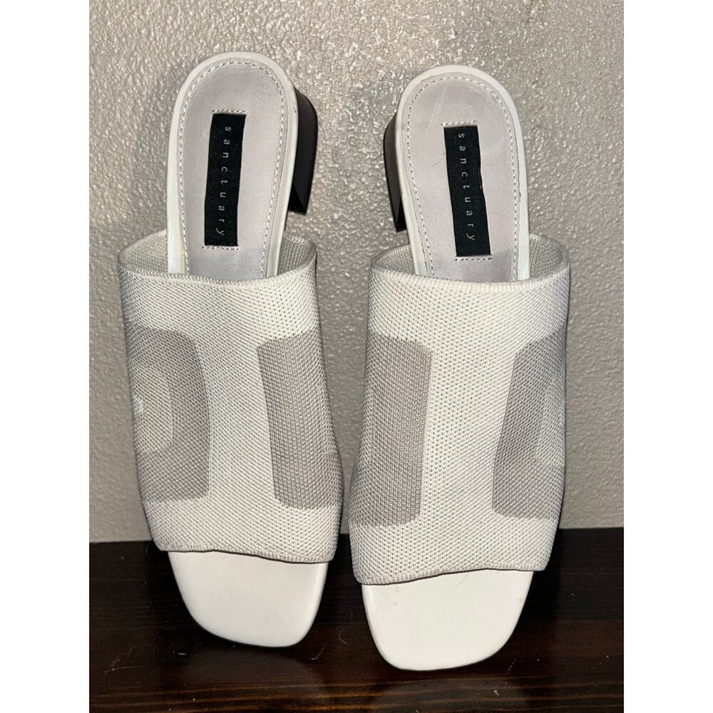 Sanctuary  Milk  Rumble  Square  Toe  Stretch  Knit  Block  Heel  7.5  NWOB
